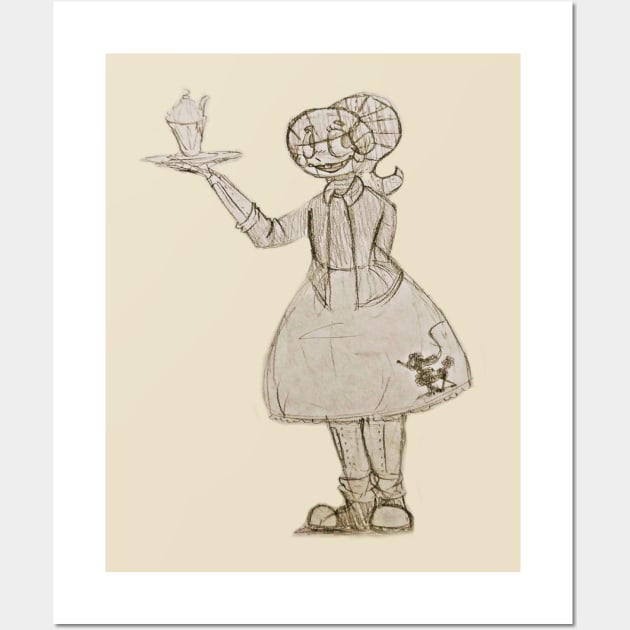 Fifties Robot Waitress Wall Art by BlueGoo